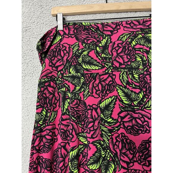 Skirt Maxi 3XL Floral Rose Y2K Comfort Pull On Stretch Pink Green Beach XXXL - Picture 2 of 8